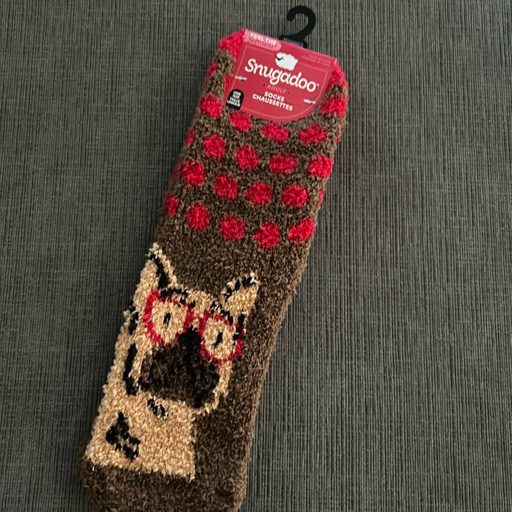 SNUGADOO Adult Cozy Dog socks Bulldog Frenchie one size NWT